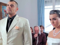 TargetVids presents: Sexy bride licks his shoes and sucks his cock