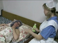 TargetVids presents: Cute nurse in lesbian foreplay with granny