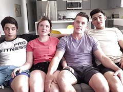 TargetVids presents: Crazy teen 4some. ass splitting huge cock and rimming!