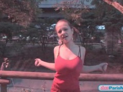 TargetVids presents: Bouncy babe paris milan stretches outdoors
