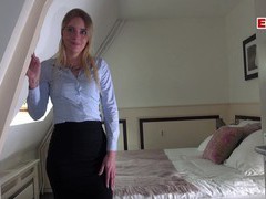 TargetVids presents: German female real estate agent secretary in pantyhose fuck