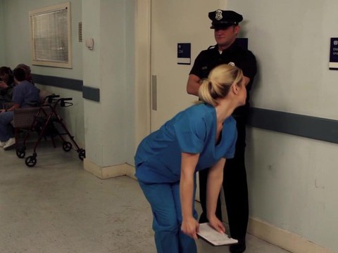 TargetVids presents: Nurse tara lynn fox drops on her knees to give a sloppy blowjob