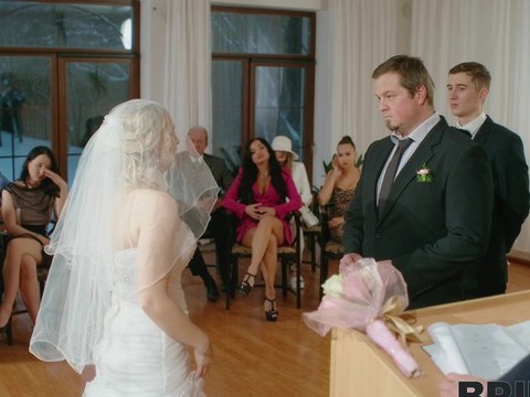 TargetVids presents: Dirty bride kristy waterfall rides a lover while people watch
