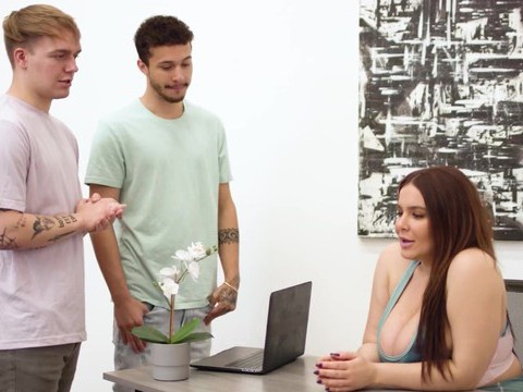 TargetVids presents: Chubby milf natasha nice massages and rides two lucky dudes