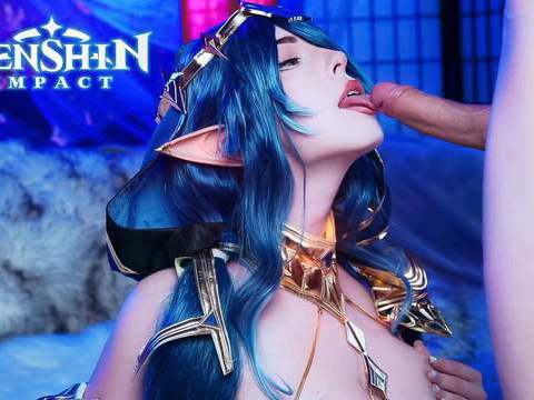 TargetVids presents: Genshin impact. layla swallows a big cock down her throat - mollyredwolf