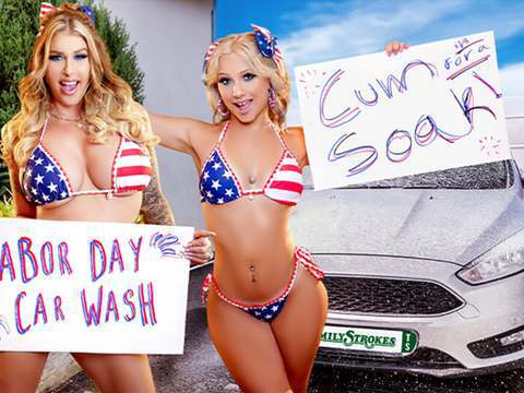 TargetVids presents: Car wash duo shake tits and score big