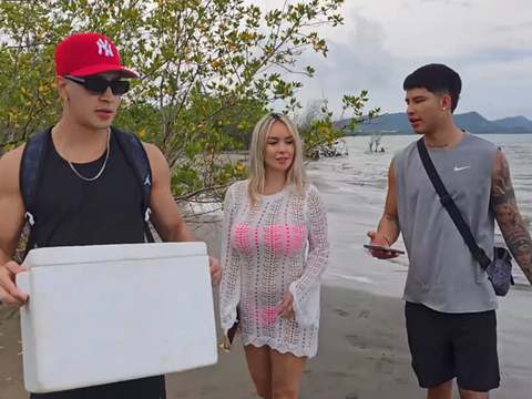 TargetVids presents: Threesome on the beach with stepbrothers - danner mendez - tatiana alvarez - max betancur