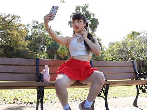 TargetVids presents: Gorgeous solo college babe doing striptease in a park - pixie