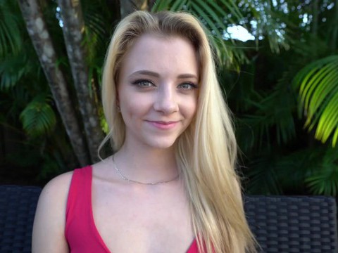 TargetVids presents: Blonde neighbor riley star wants into the pool and offers her pussy