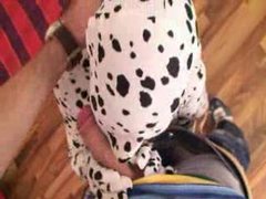 TargetVids presents: Girl in fully spandex suit playing with him