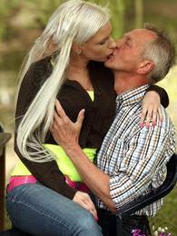 TargetVids presents: Horny blonde teenage beauty riding an old stiff schlong