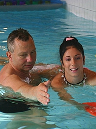 TargetVids presents: Brunette teenage beauty fucked by a horny swim teaching paps