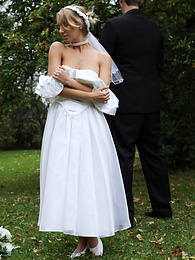 TargetVids presents: Blonde bride Hayley Marie Coppin gets naked on a lawn while taking her vows