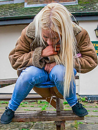 TargetVids presents: Blond hungarian cutie Kiara Lord strips and presents her amazing boobs and ass outdoors