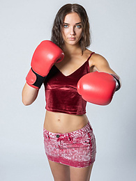 TargetVids presents: Sexy Ukrainian belle Oxana Chic strips off her clothes and poses nude in a gym